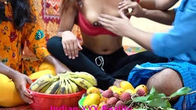 2021indian Fuck two sister in father's fruit shop, With Clear Hindi voice
